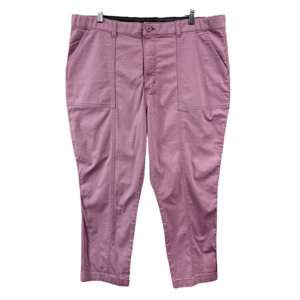 Lee Women's Straight Leg High Rise Cropped Pants Purple Lilac Cotton Stretch
